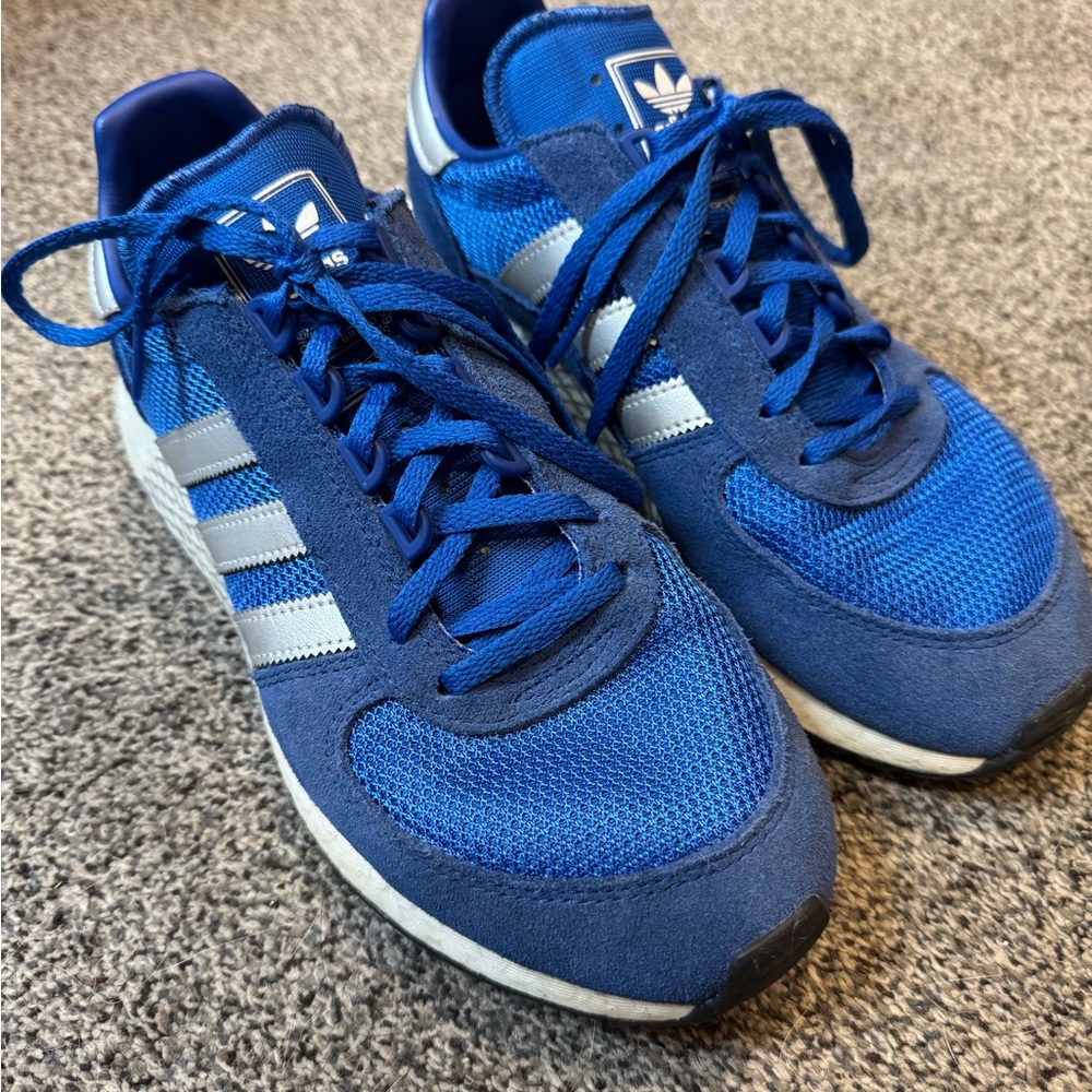 Adidas Men's Royal Blue and Silver Sneakers